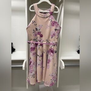 Elegant Floral Kids Dress in Pink and Purple